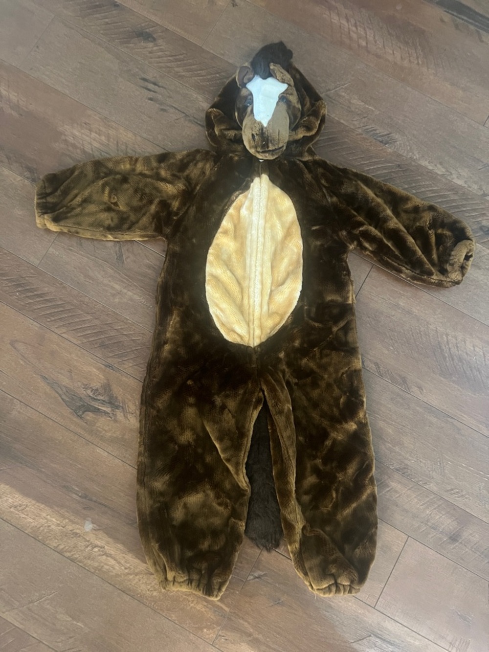 Kids Plush Brown Horse One-Piece Costume with Hood
